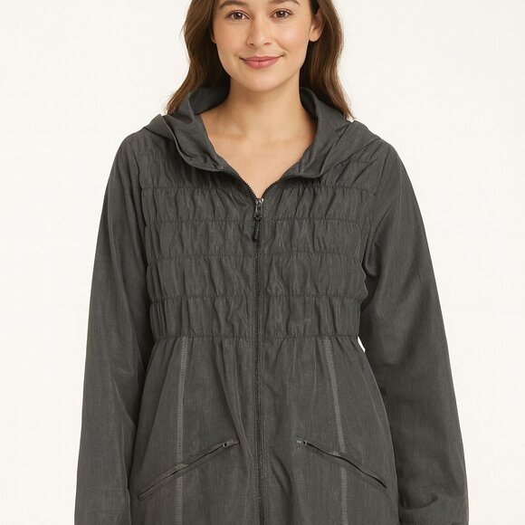 Mondetta Gray-GrandPrix Mondial-Long Line Rain Coat Jacket-Size S-A006 - Picture 1 of 5